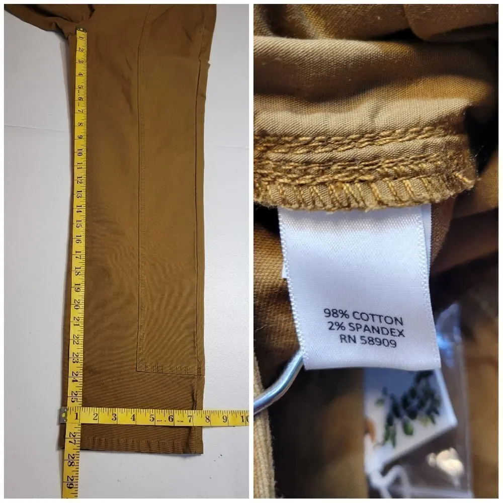 Chelsea & Violet Stretch High Rise Button Fly Front Pants Mustard Chartreuse NEW